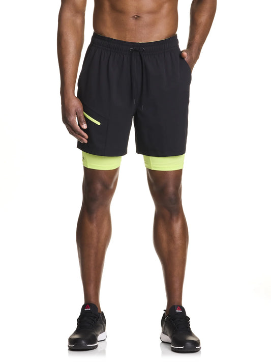Mens and Big Mens Power up 2-In-1 Woven Shorts (6" Inner, 9" Outer Inseam), Sizes XS-3XL